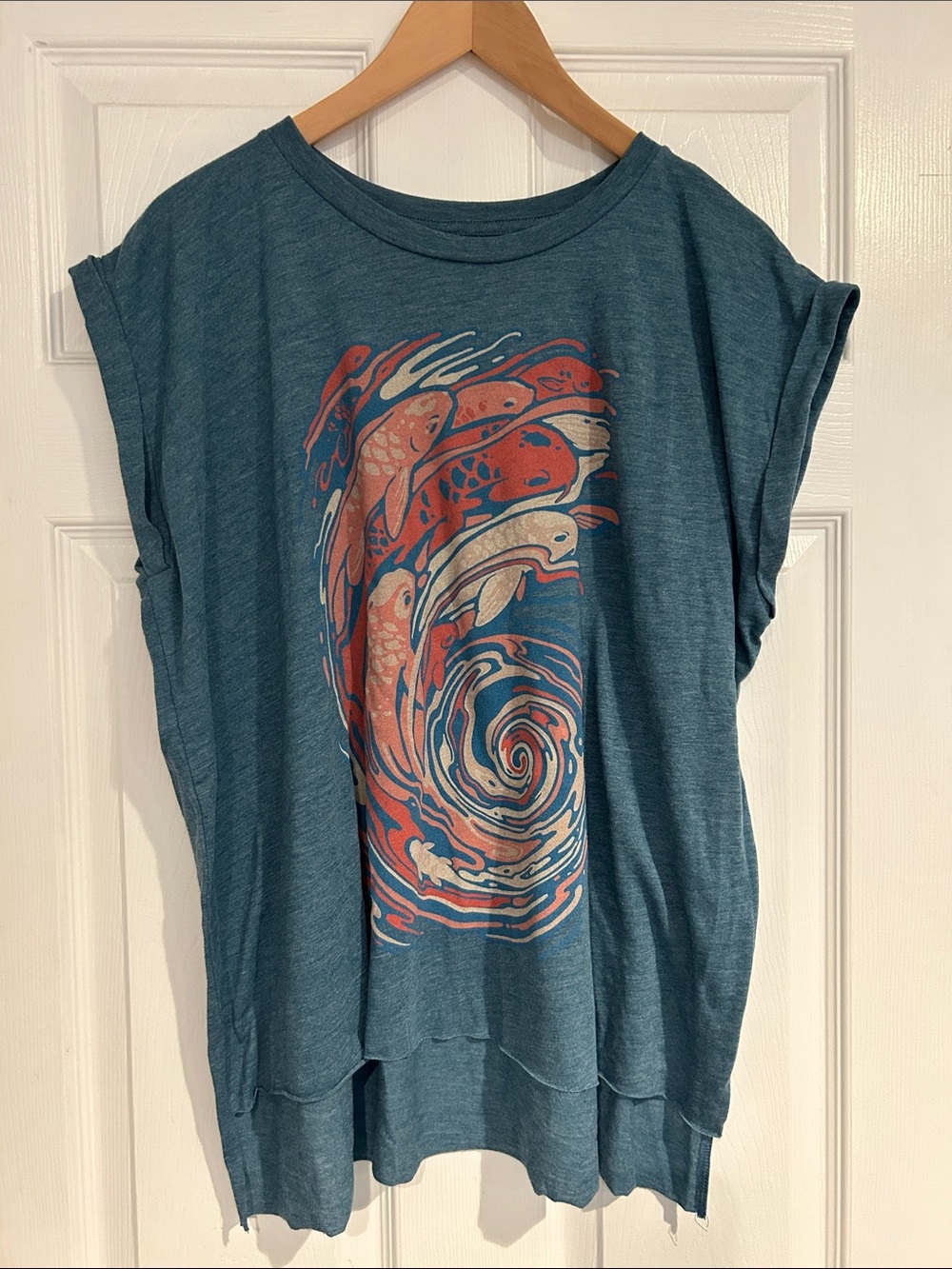 Blue Graphic Tee - Koi Swirl
